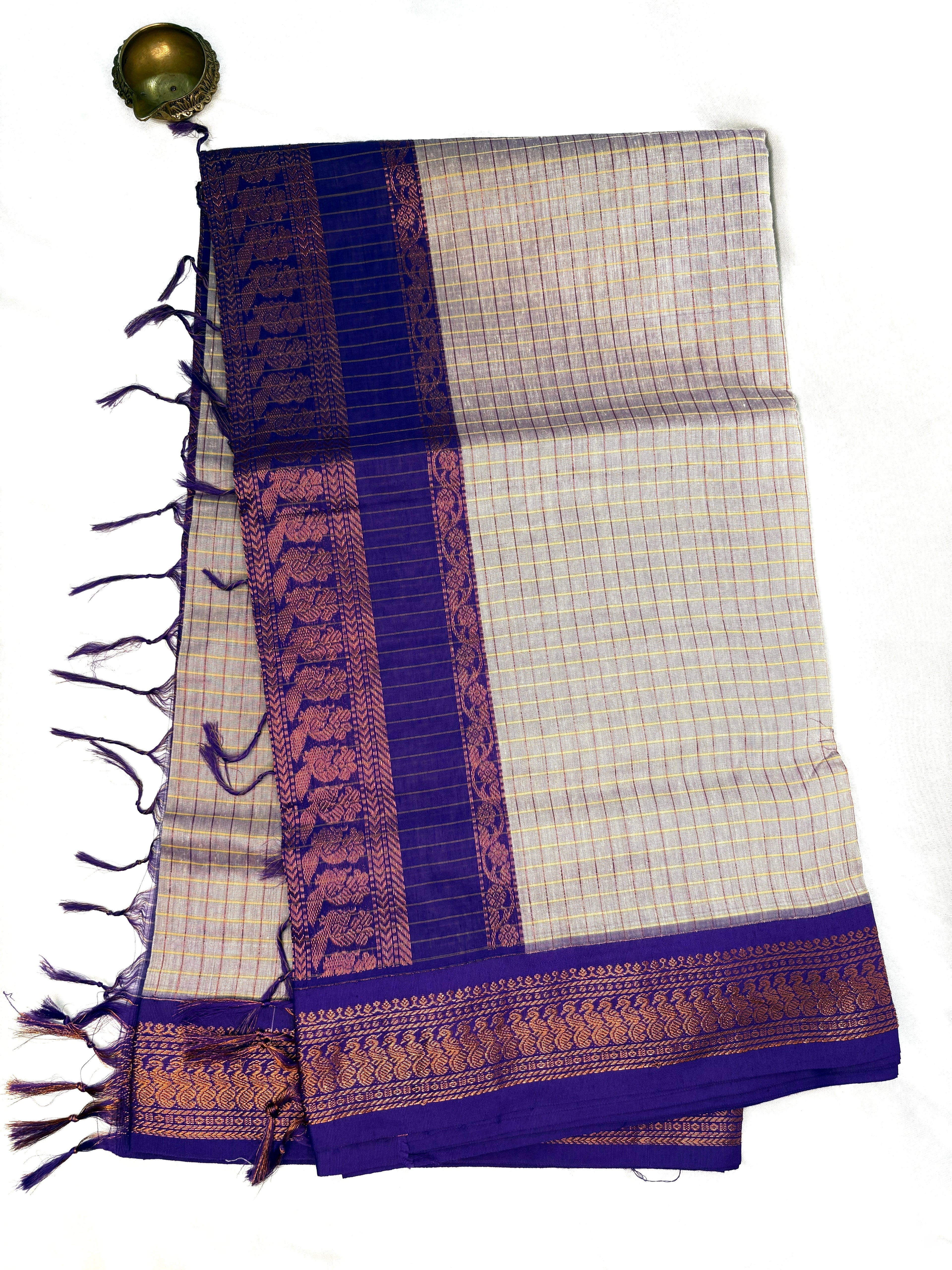 Kalayani cotton saree -  Light lavender-grey