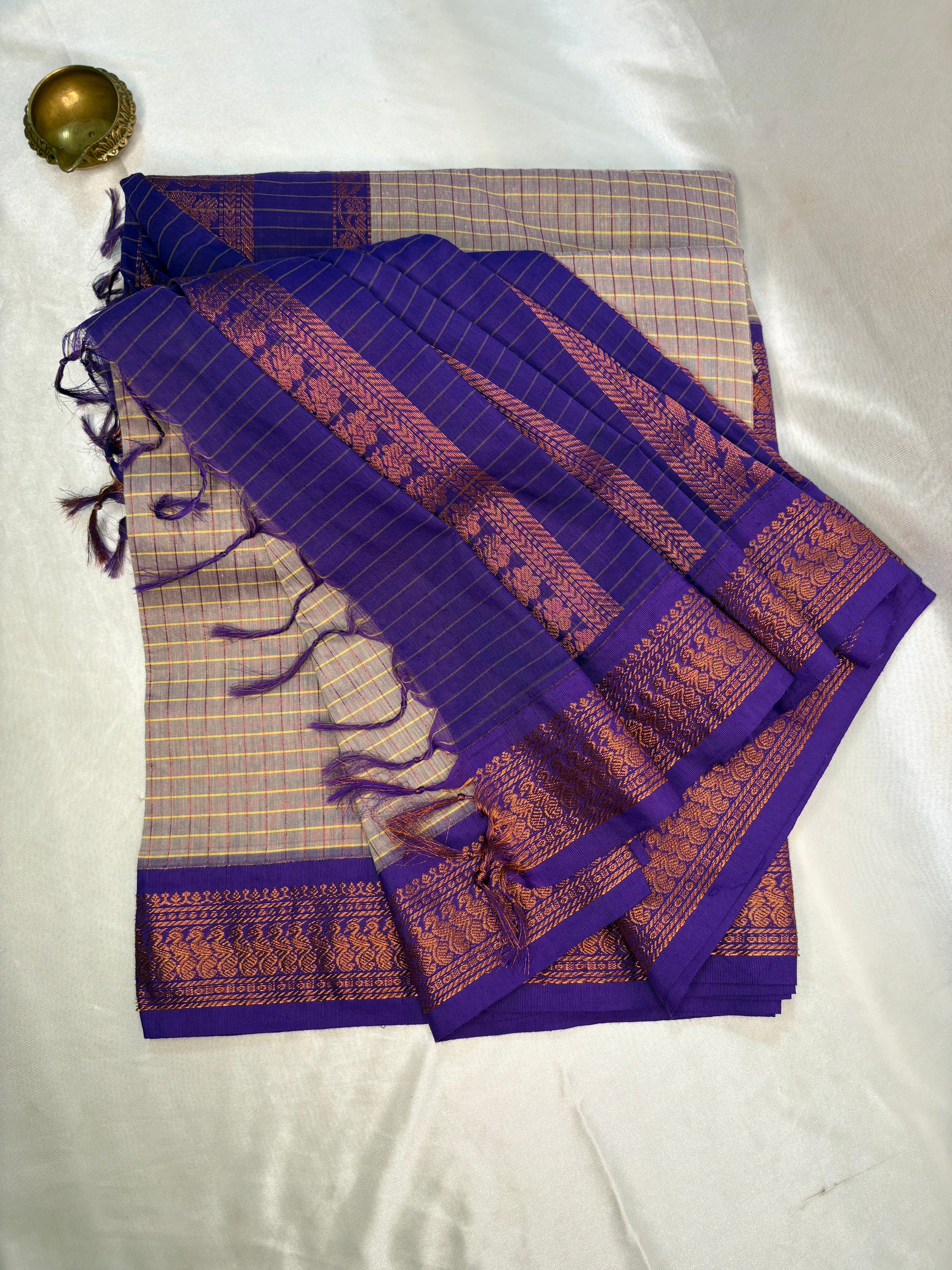 Kalayani cotton saree -  Light lavender-grey
