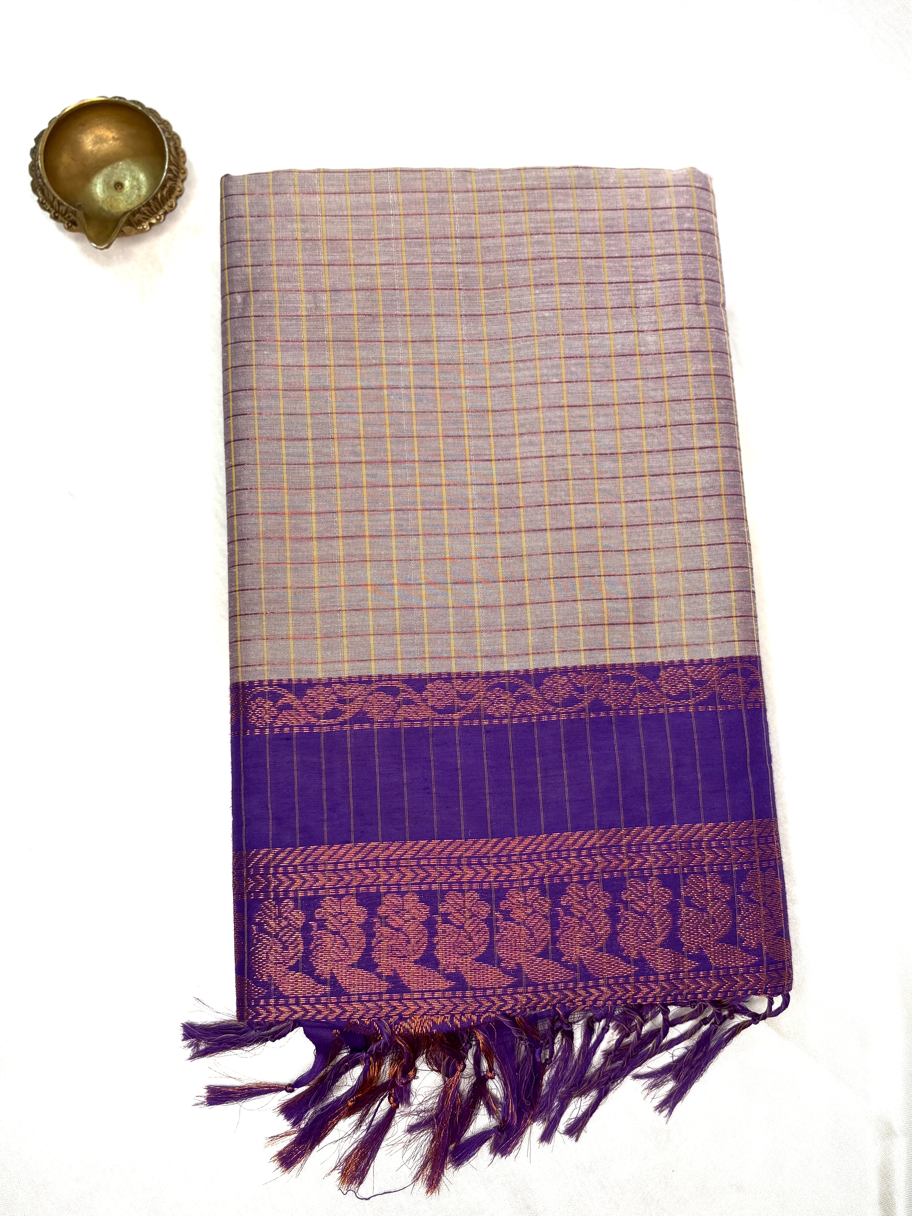 Kalayani cotton saree -  Light lavender-grey