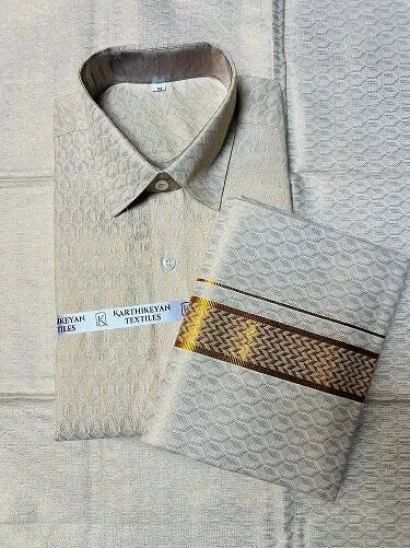 Embossed Tissue Silk - Jacquard Gold Jari Rhomboid