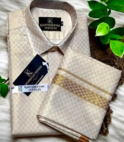 Embossed Tissue Silk -  Gold Jari