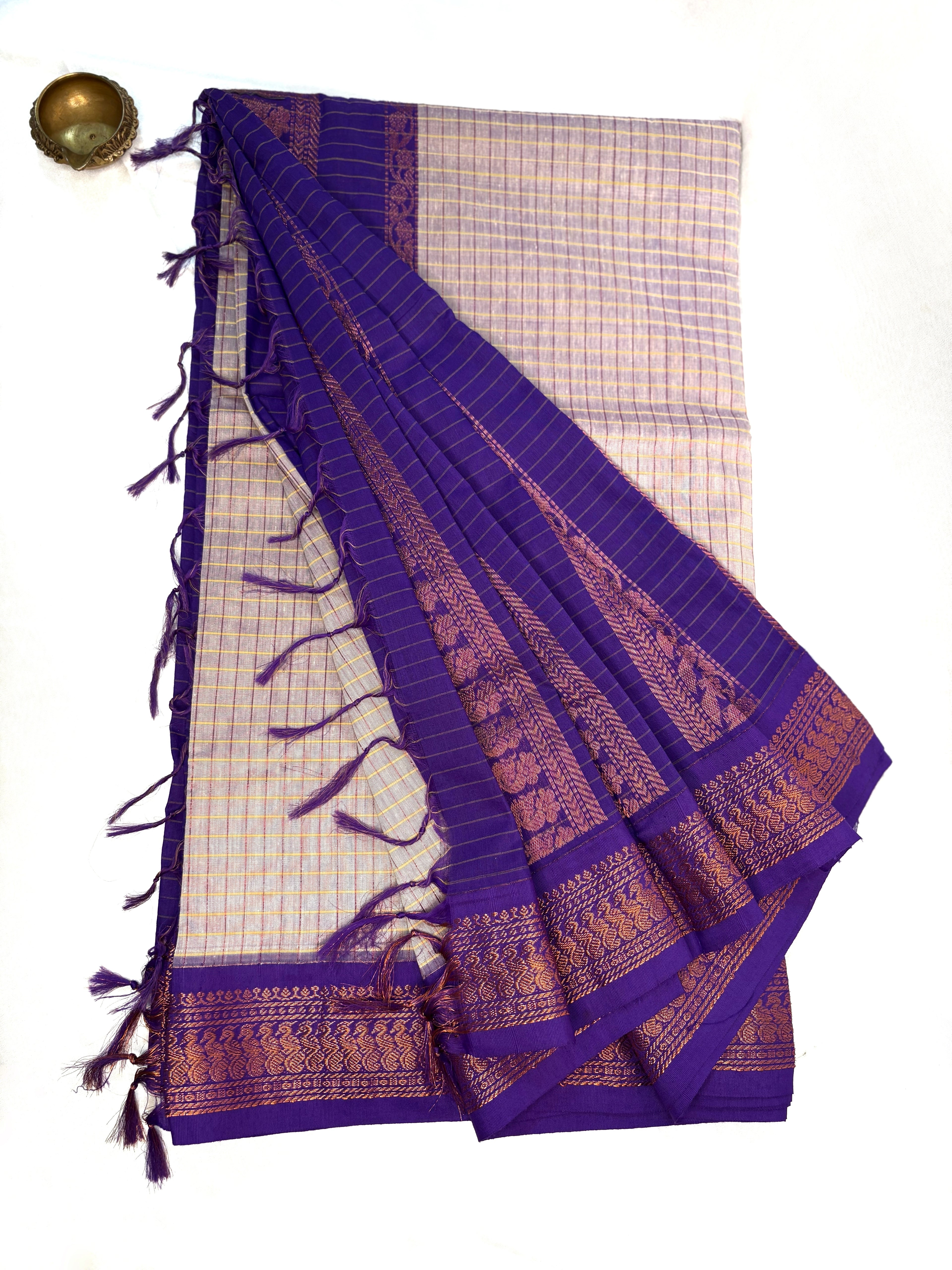 Kalayani cotton saree -  Light lavender-grey
