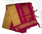 Kalayani cotton - mustard yellow with pink border