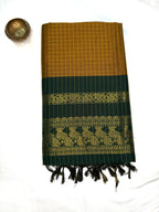 Kalayani cotton saree orange checked