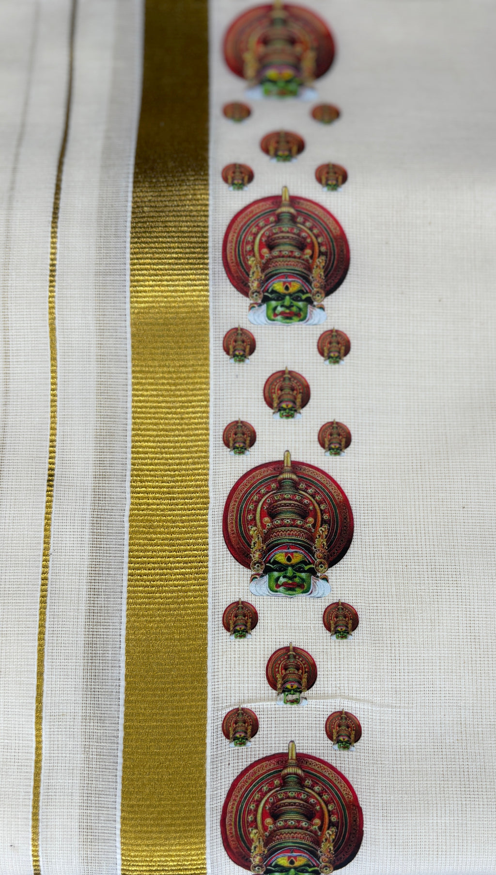 Kerala Kasavu Dhoti with Kathakali Design