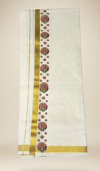 Kerala Kasavu Dhoti with Kathakali Design