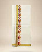 Kerala Kasavu Dhoti with Traditional Theyyam Design