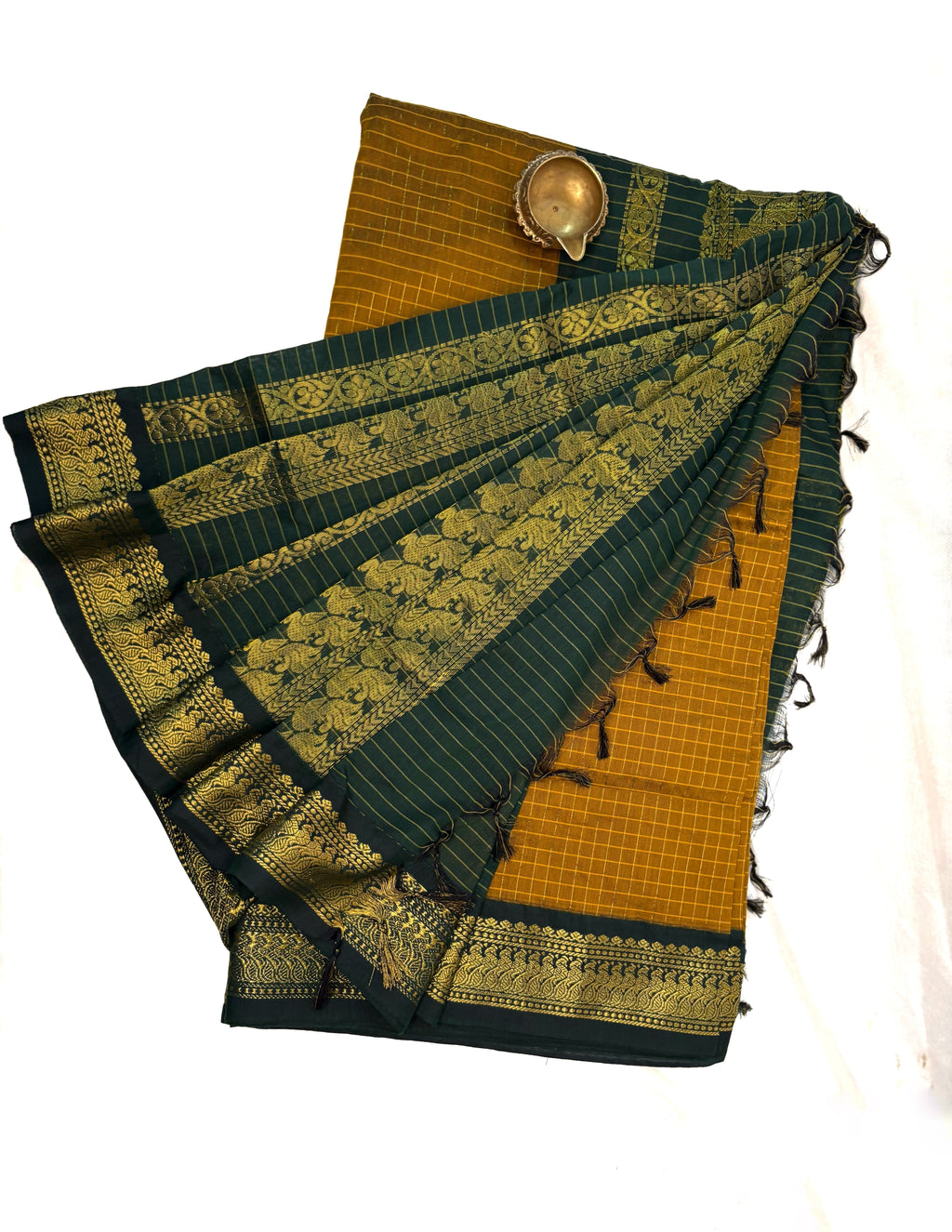 Kalayani cotton saree orange checked