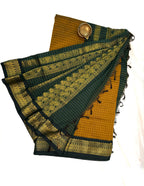 Kalayani cotton saree orange checked