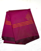 Purple fabric with gold patterns on a white background