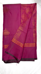 Magenta soft silk saree with kolam zari motifs and traditional zari border South Indian silk saree for weddings and festive wear